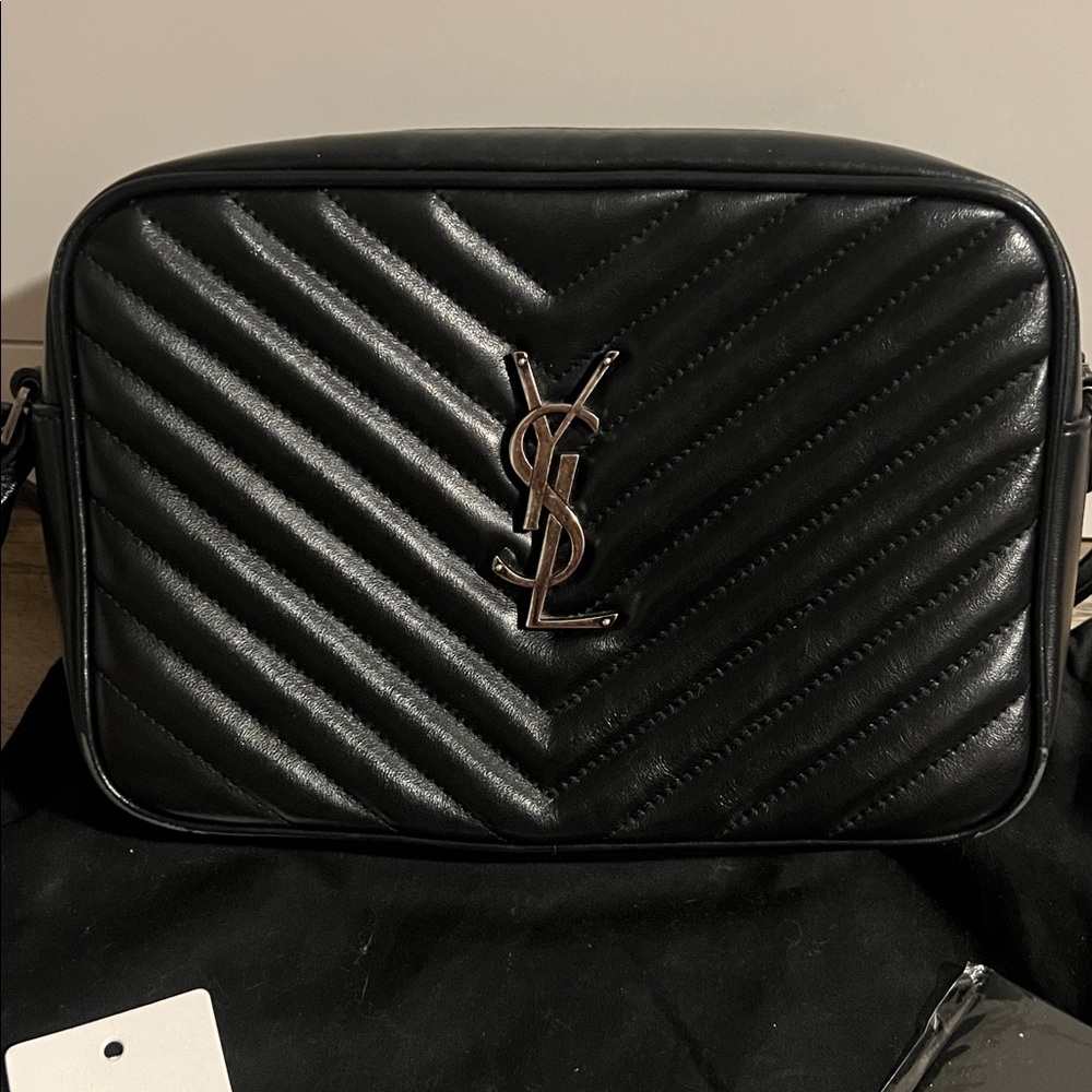 Saint Laurent Lou Camera Bag - Black/Gunmetal Logo - Picture 3 of 14